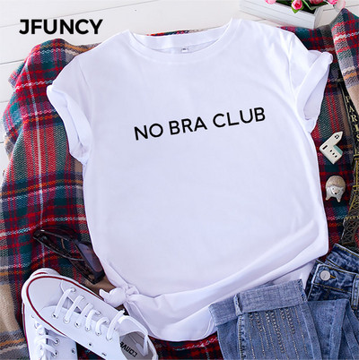 JFUNCY Fashion Loose Fit Sieviešu kokvilnas T krekls Vasaras jauni sieviešu topi ar īsām piedurknēm sieviešu T-krekli