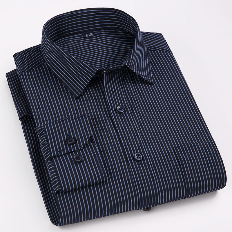 Vīriešu klasiski standarta formas strīpaini rūtaini sociālā biroja kleitu krekls ar vienu ielāpu kabatas formālu biznesa pamata krekli