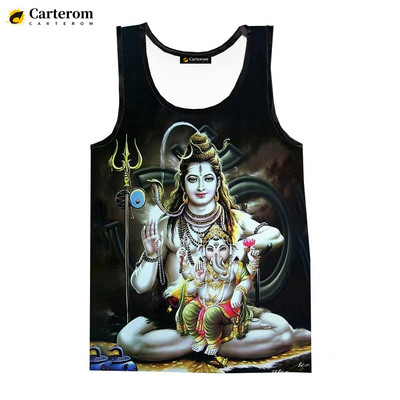 Jumal Hindu Jumal Lord Shiva 3D digitaalprintimisega paakitopsid Mood Vest Särgid Mehed Naiste Suured Singletid Varrukateta T-särgid 6XL