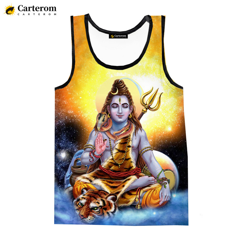 Dievs Hindu Dievs Kungs Šiva 3D digitālā druka, topi Modes veste krekli Vīriešu sieviešu lielizmēra singlets bezpiedurknēm 6XL