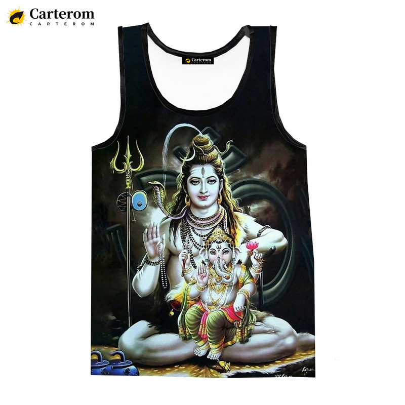 Dievs Hindu Dievs Kungs Šiva 3D digitālā druka, topi Modes veste krekli Vīriešu sieviešu lielizmēra singlets bezpiedurknēm 6XL