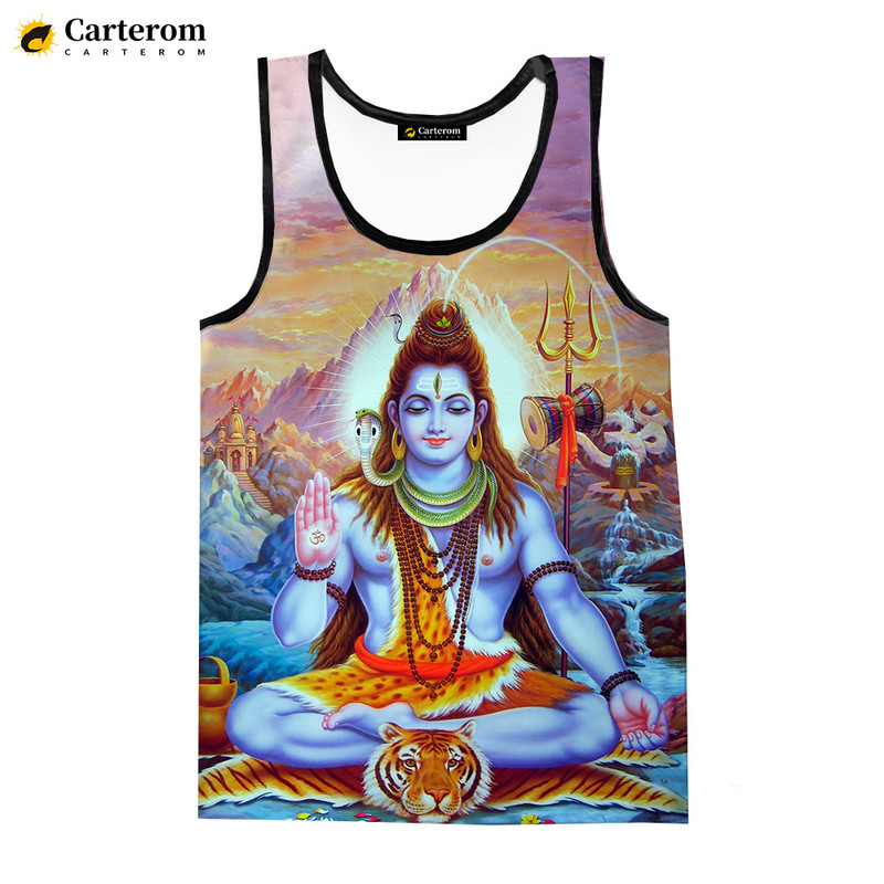 Dievs Hindu Dievs Kungs Šiva 3D digitālā druka, topi Modes veste krekli Vīriešu sieviešu lielizmēra singlets bezpiedurknēm 6XL