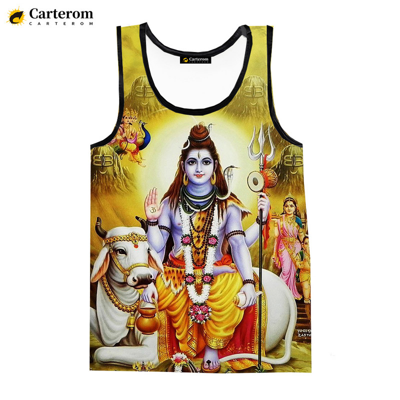 Dievs Hindu Dievs Kungs Šiva 3D digitālā druka, topi Modes veste krekli Vīriešu sieviešu lielizmēra singlets bezpiedurknēm 6XL