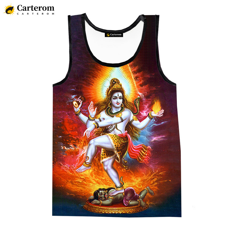 Dievs Hindu Dievs Kungs Šiva 3D digitālā druka, topi Modes veste krekli Vīriešu sieviešu lielizmēra singlets bezpiedurknēm 6XL