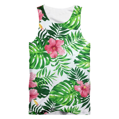 OGKB Ανδρικό αντρικό φανελάκι της Χαβάης, ανδρικό 3D τυπωμένο καλοκαιρινό αμάνικο πουκάμισο, δροσερό, καθημερινό γιλέκο Dropshipping