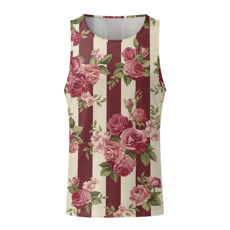 Férfi felső fitnesz alkalmi ruházat 3d hawaii csíkos virágos nyomott nyári ujjatlan ing testépítő tartályok alkalmi mellény