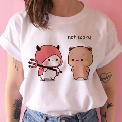 Tricou cu desene animate ursuleț panda Bubu și Dudu Tricouri drăguțe 100% bumbac Tricouri scurte O-Gât Kawaii Topuri mâneci Fete Print Ullzang Casual