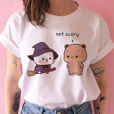 Tricou cu desene animate ursuleț panda Bubu și Dudu Tricouri drăguțe 100% bumbac Tricouri scurte O-Gât Kawaii Topuri mâneci Fete Print Ullzang Casual