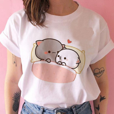 Tricou cu desene animate ursuleț panda Bubu și Dudu Tricouri drăguțe 100% bumbac Tricouri scurte O-Gât Kawaii Topuri mâneci Fete Print Ullzang Casual