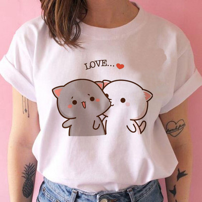 Tricou cu desene animate ursuleț panda Bubu și Dudu Tricouri drăguțe 100% bumbac Tricouri scurte O-Gât Kawaii Topuri mâneci Fete Print Ullzang Casual