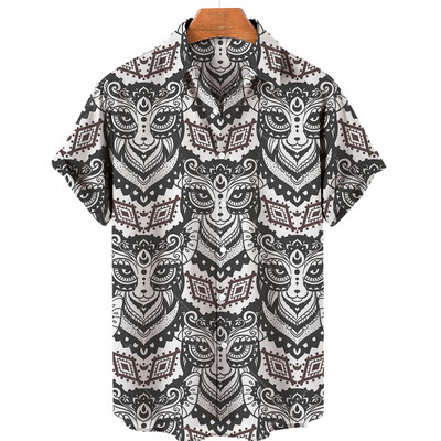 Uus armas kassimustriga särk Meeste Hawaii särk Suvine vabaaja särk, suur, lahtine lihtne särk, naiste üherealine nööbiga särk, 5xl