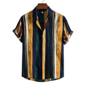 Meeste rõivad 2022 Hawaii meeste triibuline särk Euroopa Ameerika meeste särk vabaaja rev Lühikeste varrukatega Camisas Para Hombre