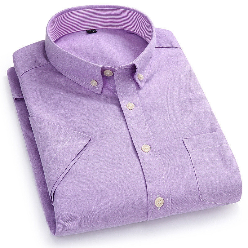 Muške Oxford kratke rukave Ljetne ležerne košulje standardnog kroja Jednobojna košulja s kopčanjem Klasična udobna košulja s jednim džepom