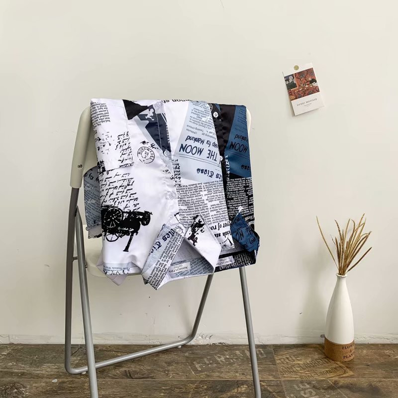 Avīzē apdrukāts Havaju pludmales krekls vīriešiem 2020. gada vasaras īsām piedurknēm 3 XL Aloha krekli Vīriešu brīvdienu apģērbu skapītis