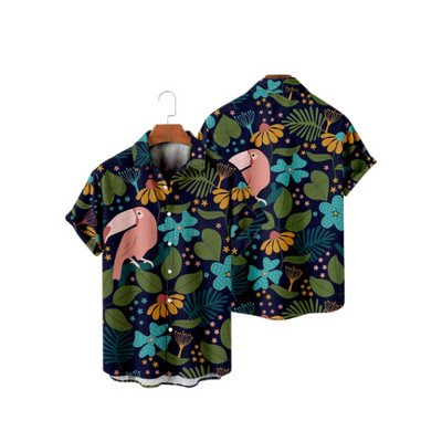 Hawaii 3D olajfestmény geometriai nyomtatással készült rövid ujjú felső divatos férfi ruházathoz nyári tengerparti vakáció alkalmi ing