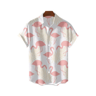 Hawaii 3D olajfestmény geometriai nyomtatással készült rövid ujjú felső divatos férfi ruházathoz nyári tengerparti vakáció alkalmi ing