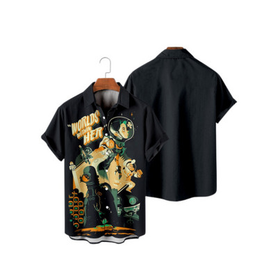 Hawaii 3D olajfestmény geometriai nyomtatással készült rövid ujjú felső divatos férfi ruházathoz nyári tengerparti vakáció alkalmi ing