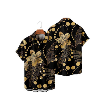 Hawaii 3D olajfestmény geometriai nyomtatással készült rövid ujjú felső divatos férfi ruházathoz nyári tengerparti vakáció alkalmi ing