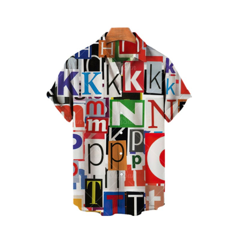 Hawaii 3D olajfestmény geometriai nyomtatással készült rövid ujjú felső divatos férfi ruházathoz nyári tengerparti vakáció alkalmi ing