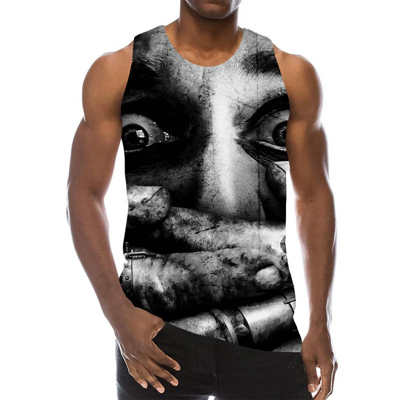 Ανδρικό σκελετός γραφικό κρανίο αμάνικο 3D top Holiday Tees Horror Tanks Γυναικεία Αγόρια Streetwear 2021new