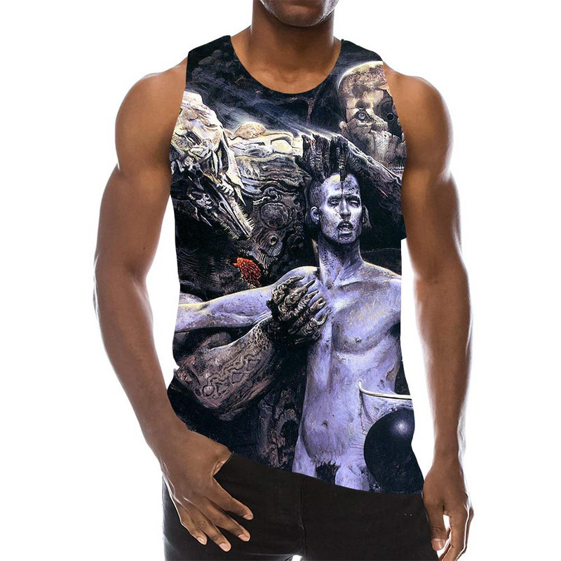 Ανδρικό σκελετός γραφικό κρανίο αμάνικο 3D top Holiday Tees Horror Tanks Γυναικεία Αγόρια Streetwear 2021new