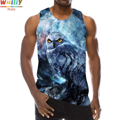 Maieu cu animale pentru bărbați Imprimare 3D Lup cu model fără mâneci Top cu grafic pentru plajă Vestă LA Tricouuri de gimnastică Tricou lupesc Hip Hop Tricou Beast