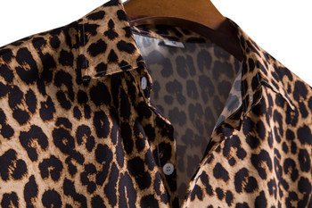Леопардова флорална риза Мъжка Camisa Masculina 2023 Марка Slim Fit Хавайска риза с къс ръкав Мъжки парти плажни ежедневни ризи Мъжки 5XL