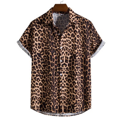 Leopard cvjetna košulja Muška Camisa Masculina 2023 Marka Slim Fit Havajska košulja kratkih rukava Muške ležerne košulje za plažu, muške 5XL