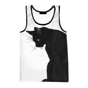 Модни сладка котка 3D отпечатани потници Мъжки Дамски летни ежедневни ризи без ръкави Хип-хоп улично облекло 2023 г. Нови извънгабаритни тениски