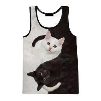 Μόδα χαριτωμένα γάτα με τρισδιάστατα τυπωμένα μπλουζάκια ανδρικά γυναικεία καλοκαιρινά αμάνικα πουκάμισα Hip hop Streetwear 2023 Νέα υπερμεγέθη μπλουζάκια
