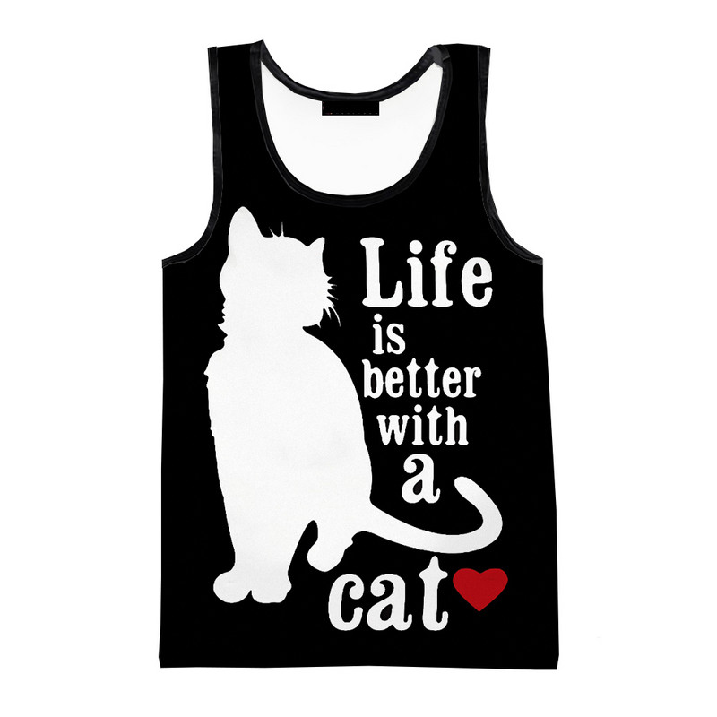Módne roztomilé mačky s 3D potlačou, tielka pre mužov a ženy, letné ležérne tričká bez rukávov, hip hop, streetwear, nové nadrozmerné topy 2023