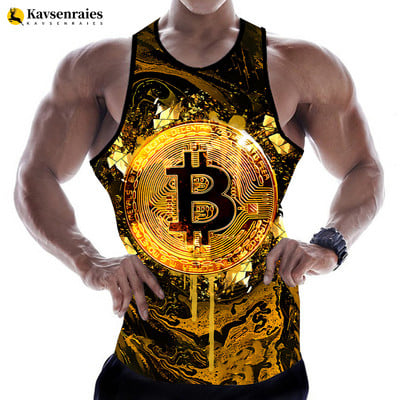 2023 New Fashion Bitcoin Graphic 3D Printed Tank Tops Barbati Vara Casual Camasi fara maneci Femei Harajuku Streetwear Tricou Topuri