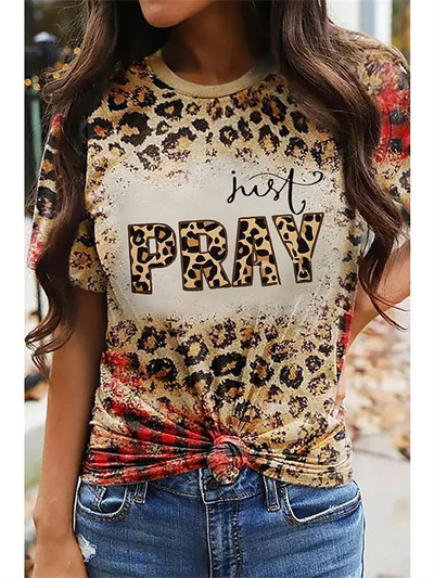 Νέα κοντομάνικα μπλουζάκια για κορίτσια Senior casual μπλουζάκια Oversize γυναικεία ρούχα Leopard print Γυναικεία vintage μπλουζάκια μόδας