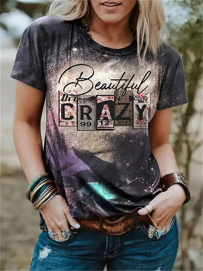 Νέα κοντομάνικα μπλουζάκια για κορίτσια Senior casual μπλουζάκια Oversize γυναικεία ρούχα Leopard print Γυναικεία vintage μπλουζάκια μόδας