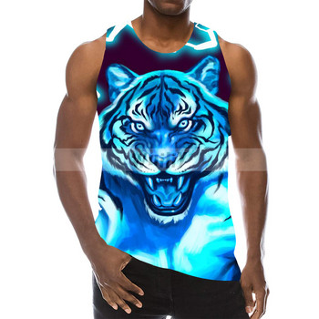 Ανδρικά Animals Γραφικά αμάνικα τρισδιάστατα μπλουζάκια για διακοπές Tiger Tank Tops γυμναστήριο για αγόρια Streetwear καινοτόμο γιλέκο