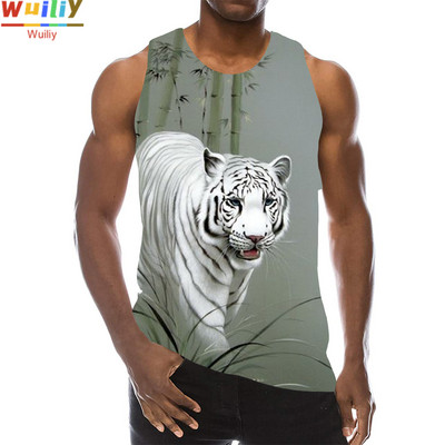 Ανδρικά Animals Γραφικά αμάνικα τρισδιάστατα μπλουζάκια για διακοπές Tiger Tank Tops γυμναστήριο για αγόρια Streetwear καινοτόμο γιλέκο