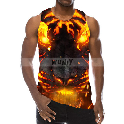 Ανδρικά Animals Γραφικά αμάνικα τρισδιάστατα μπλουζάκια για διακοπές Tiger Tank Tops γυμναστήριο για αγόρια Streetwear καινοτόμο γιλέκο