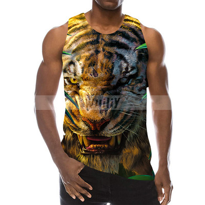 Ανδρικά Animals Γραφικά αμάνικα τρισδιάστατα μπλουζάκια για διακοπές Tiger Tank Tops γυμναστήριο για αγόρια Streetwear καινοτόμο γιλέκο