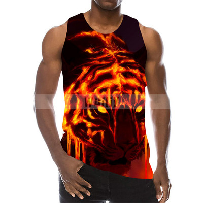 Ανδρικά Animals Γραφικά αμάνικα τρισδιάστατα μπλουζάκια για διακοπές Tiger Tank Tops γυμναστήριο για αγόρια Streetwear καινοτόμο γιλέκο