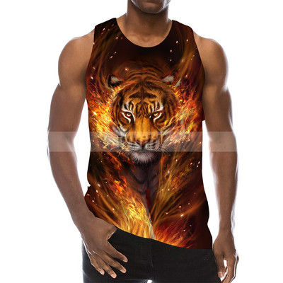 Ανδρικά Animals Γραφικά αμάνικα τρισδιάστατα μπλουζάκια για διακοπές Tiger Tank Tops γυμναστήριο για αγόρια Streetwear καινοτόμο γιλέκο