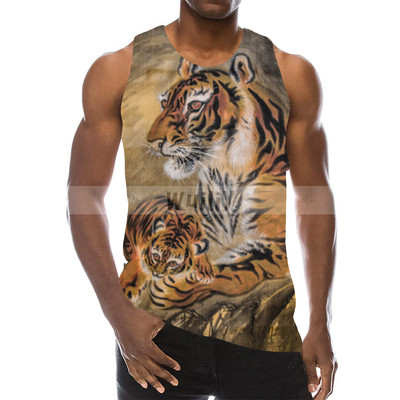 Ανδρικά Animals Γραφικά αμάνικα τρισδιάστατα μπλουζάκια για διακοπές Tiger Tank Tops γυμναστήριο για αγόρια Streetwear καινοτόμο γιλέκο