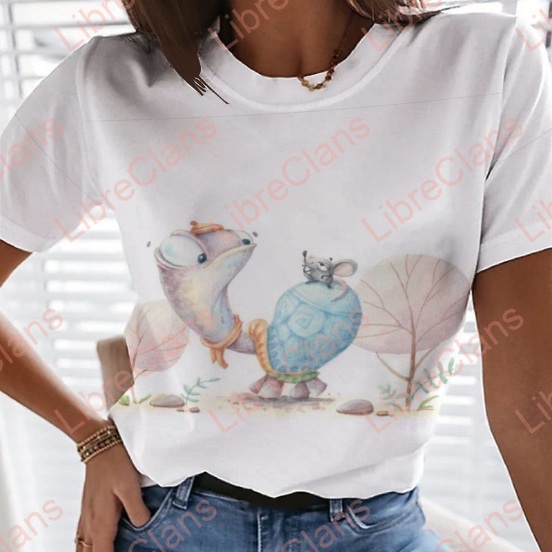 Cute Animals Akvarell 3D Print póló Túlméretes női ruházat divatos stílus női ruhák pólók szexi lányok pólók felsők