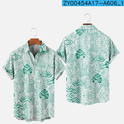 Meeste moe suvine T-särk Hawaii 3D-printimine Mugav vabaaja ühe nupuga särk lühikeste varrukatega rannas suures suuruses polo kaelusega särk