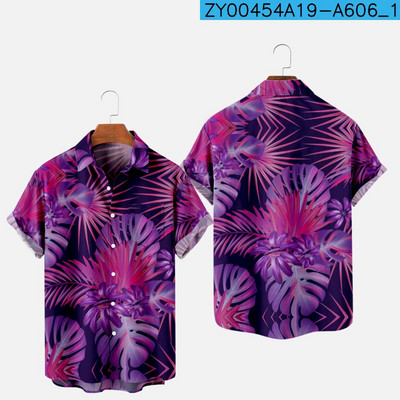 Meeste moe suvine T-särk Hawaii 3D-printimine Mugav vabaaja ühe nupuga särk lühikeste varrukatega rannas suures suuruses polo kaelusega särk