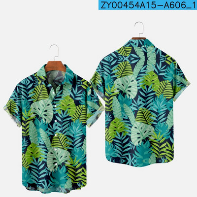 Meeste moe suvine T-särk Hawaii 3D-printimine Mugav vabaaja ühe nupuga särk lühikeste varrukatega rannas suures suuruses polo kaelusega särk