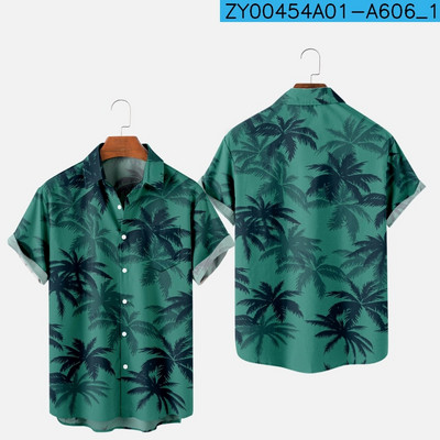 Meeste moe suvine T-särk Hawaii 3D-printimine Mugav vabaaja ühe nupuga särk lühikeste varrukatega rannas suures suuruses polo kaelusega särk