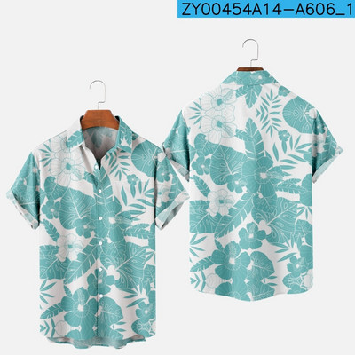 Meeste moe suvine T-särk Hawaii 3D-printimine Mugav vabaaja ühe nupuga särk lühikeste varrukatega rannas suures suuruses polo kaelusega särk