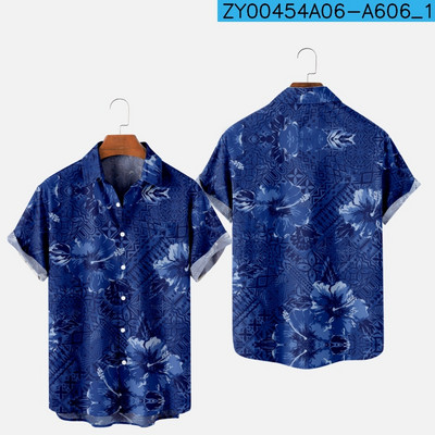 Meeste moe suvine T-särk Hawaii 3D-printimine Mugav vabaaja ühe nupuga särk lühikeste varrukatega rannas suures suuruses polo kaelusega särk