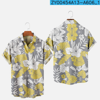 Meeste moe suvine T-särk Hawaii 3D-printimine Mugav vabaaja ühe nupuga särk lühikeste varrukatega rannas suures suuruses polo kaelusega särk