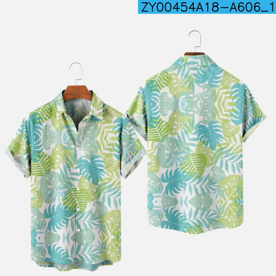 Meeste moe suvine T-särk Hawaii 3D-printimine Mugav vabaaja ühe nupuga särk lühikeste varrukatega rannas suures suuruses polo kaelusega särk